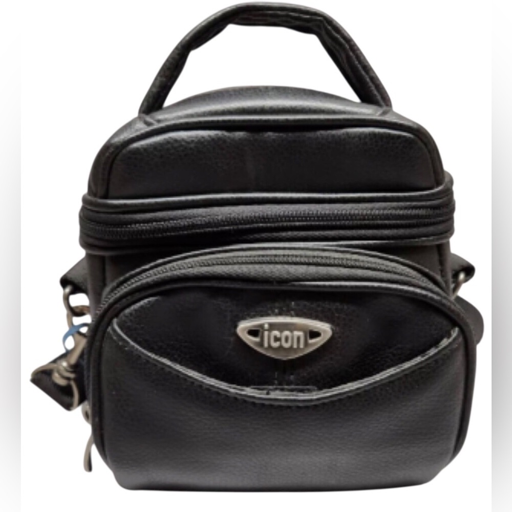 Icon Vintage Leather Black Bag.Designed for photography gear storage, Crossbody.